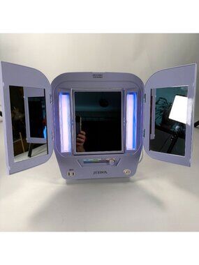Jerdon Tri-Fold Two-Sided Vanity Mirror With Lights 5x Magnification JGL10W